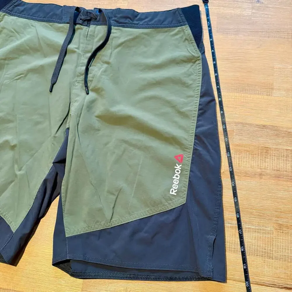 Reebok Speedwick Board Shorts Olive Green Gray Men's Medium